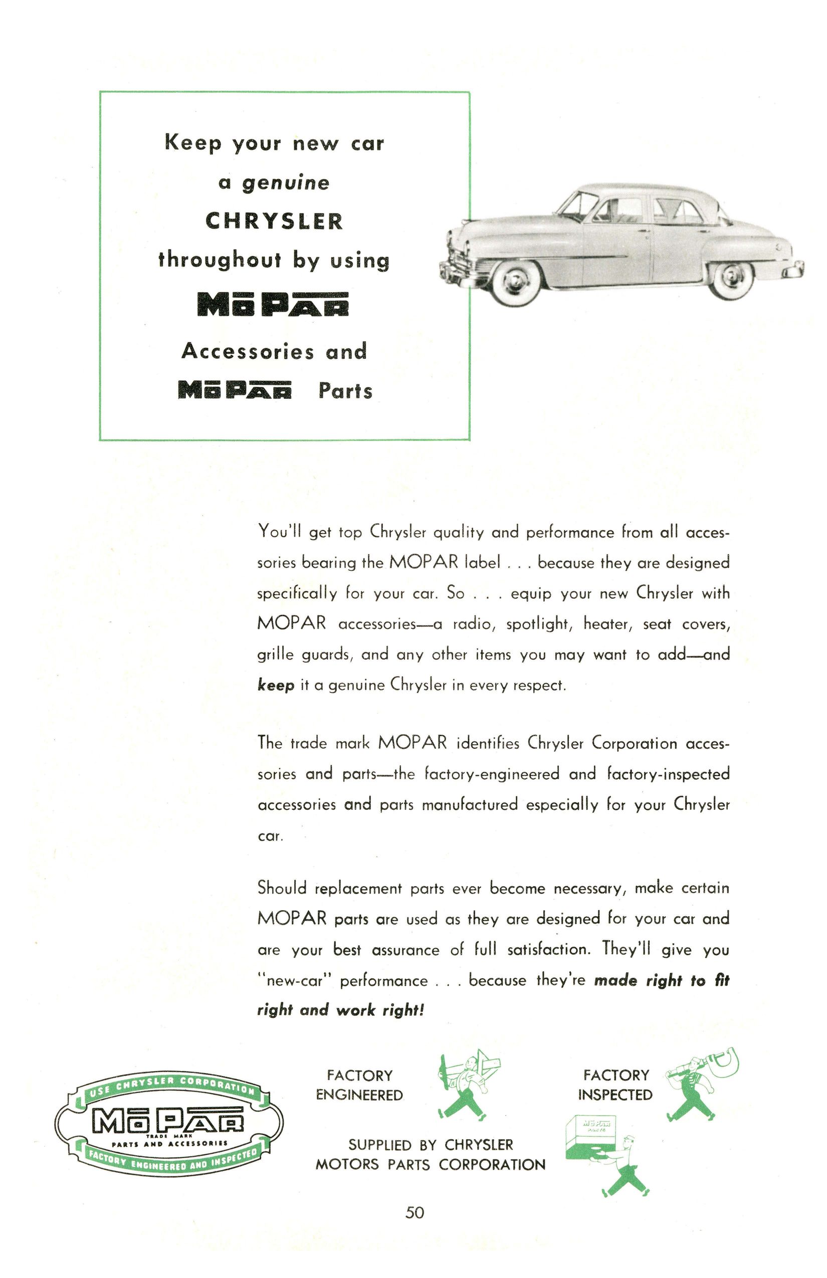 1951 Chrysler Saratoga New York Imperial Manual Page 26